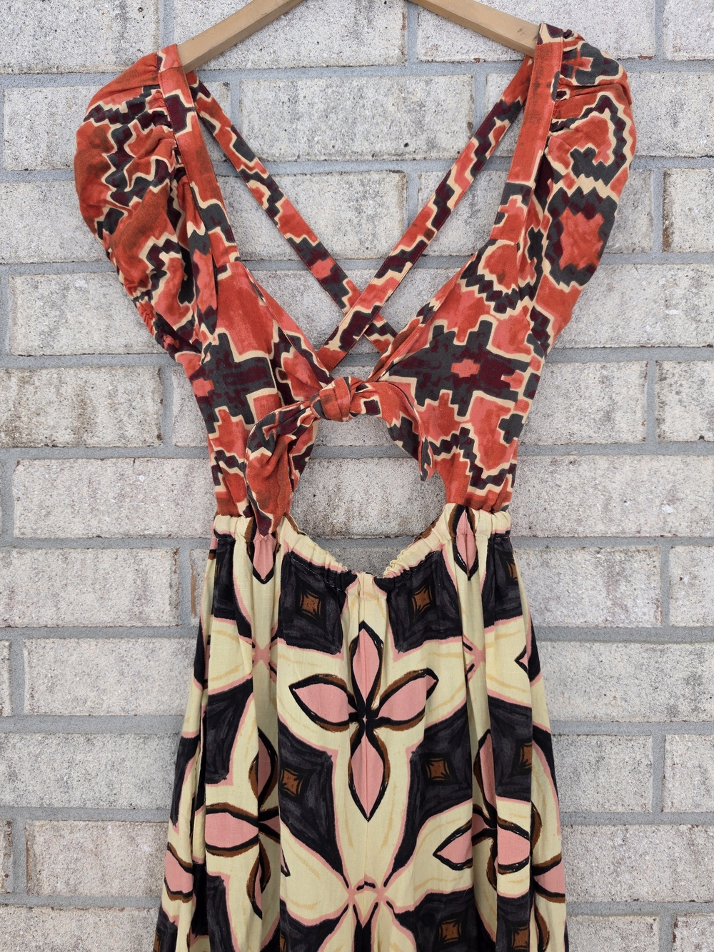 Free People Red Tie-Front Floral Wide-Leg Jumpsuit - Picture 4 of 8